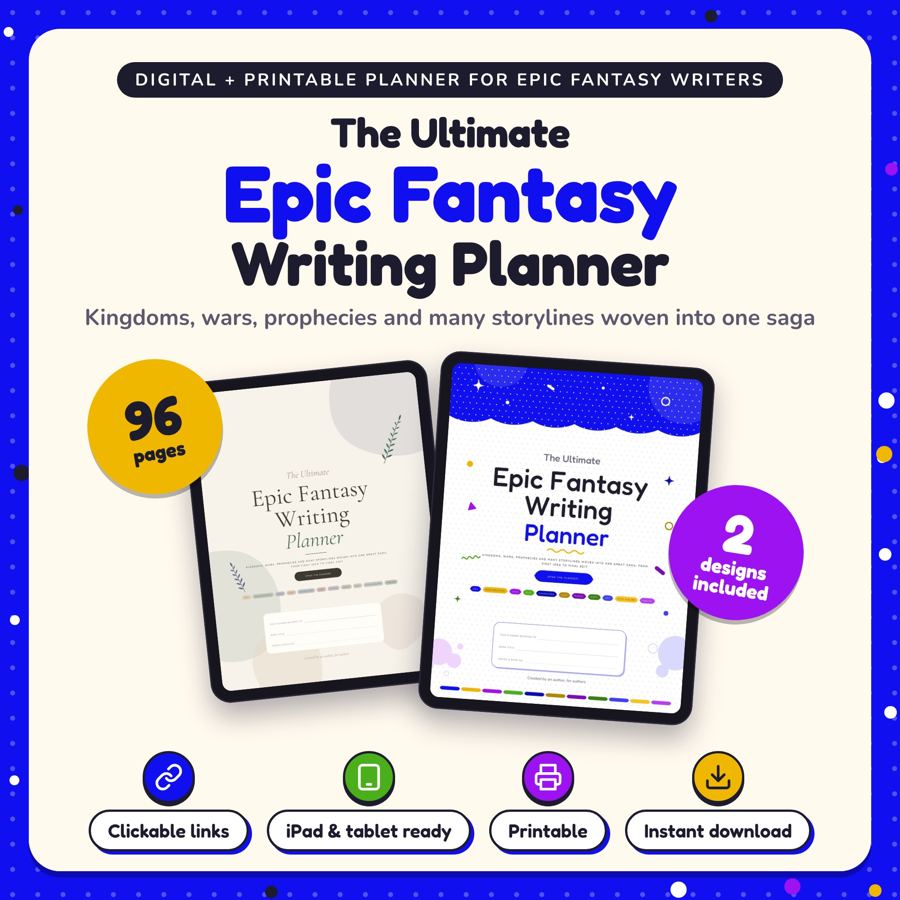 The Ultimate Epic Fantasy Writing Planner: listing cover
