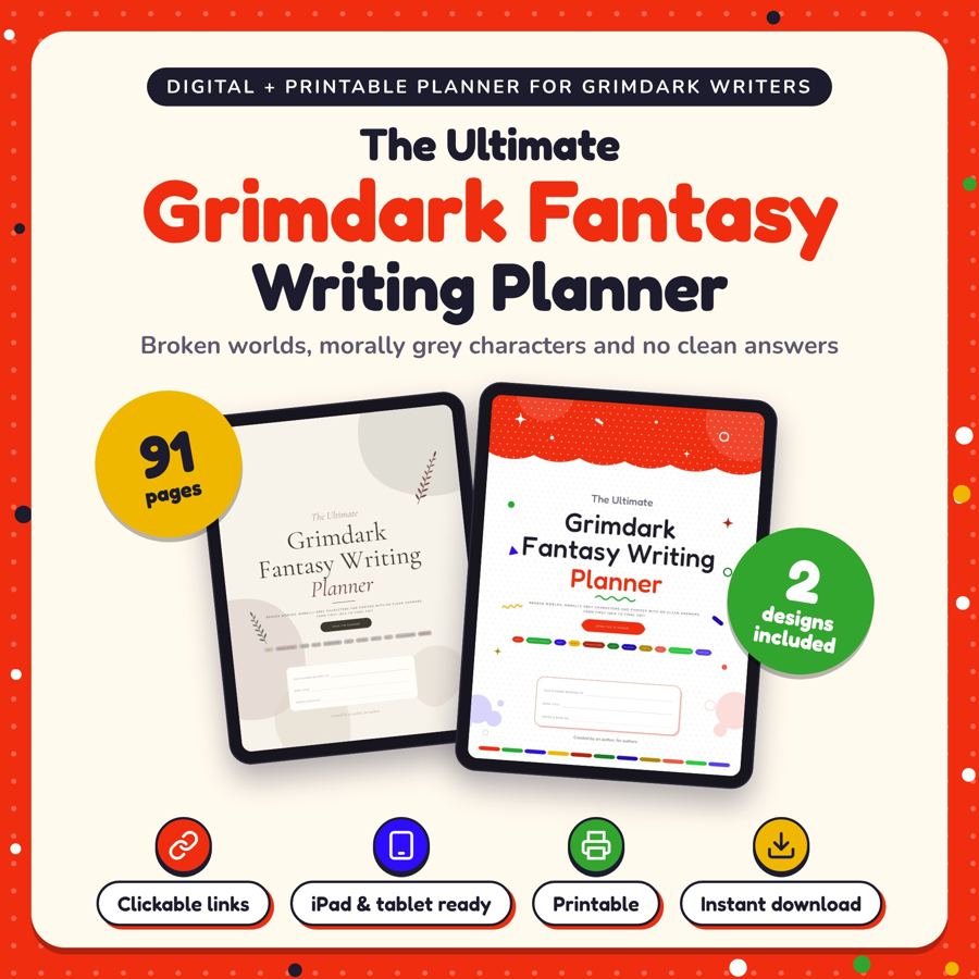 The Ultimate Grimdark Fantasy Writing Planner: listing cover